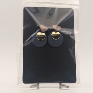 Modern Geometric Dangle Earrings Navy Blue Gold Pink Circle Drop Earrings